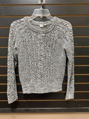GAP Black White Marled Cable Knit Sweater Women’s XS Cotton